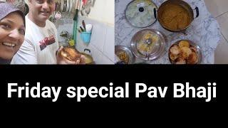 Cooking with Husband | Friday Special Pav Bhaji | Pav ne Dhoka de diya