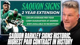 Saquon Barkley Signs 2 Year, Historic Contract Extension With The Eagles | Pat McAfee Show