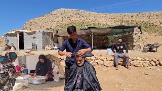 The nomadic life of the Becker family: children's haircuts by a barber @bekr232