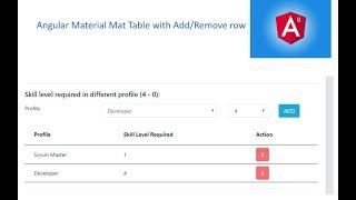 angular material MatTable with add/remove row example