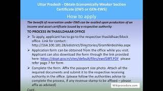 Uttar Pradesh - Obtain Economically Weaker Section Certificate (EWS Or GEN-EWS)