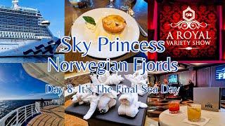 Sky Princess 2024 Norwegian Fjords Cruise. Final Sea Day. Alfredo's Pizza, Towel Animals, Bellini's.