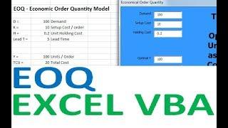 Economical Order Quantity Excel VBA