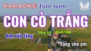 Karaoke CON CÒ TRẮNG (Đình Văn), Nhạc trữ tình - Tone nam | Hùngđẹptrai