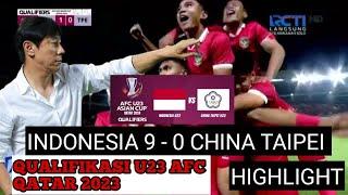 HIGHLIGHT QUALIFIKASI AFC U23 INDONESIA  9 - 0 CHINA TAIPEI| SHINTAEYONG KURANG PUAS.