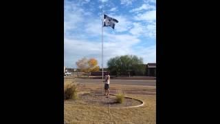 Putting up the Cowboys flag