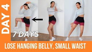 Lose hanging lower belly fat, get small waist, standing workout, no jumping/ squats/ lunges