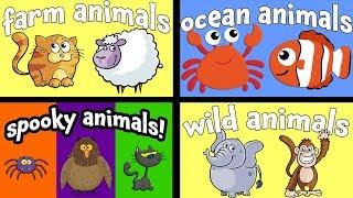 Cartoon Animals for Children | Learn Farm and Wild Animal Names | Kids Learning Videos