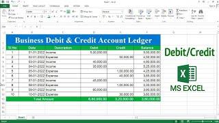 How to Create Debit and Credit Account Ledger in Microsoft Excel | Debit and Credit in Excel