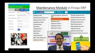 Finsys ERP Maintenance Module - Breakdown & Preventive Maintenance - 30 minutes - Details