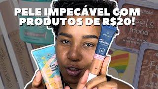 PRODUTOS DE ATÉ R$20 PRA FAZER A PELE!  | BASE ADVERSA, BASE MIA MAKE, CONTORNO FEELS MOOD E +