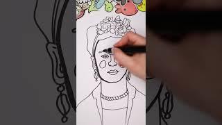 How to draw Frida Kahlo de Rivera #drawforchildren #drawforkids #cutedrawing #cutedrawingforkids