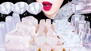 ASMR CLEAR FOODS 투명 음식 먹방 DIAMOND JELLY, EDIBLE JELLO CUPS, FROG EGG JELLY EATING SOUNDS MUKBANG