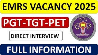 EMRS 2025 Vacancy - PGT - TGT - PRT - Misc Teachers - Eligibility, Age, Syllabus, Exam pattern !!