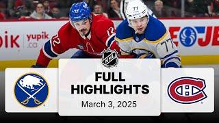 NHL Highlights | Sabres vs. Canadiens | March 03, 2025