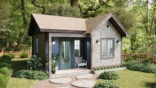 Cozy Small Stone House Design (6x7 Meters) (19x23 ft) 1 Bedroom | Tiny Modern House Full Tour