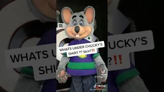 WHATS UNDER CHUCK E CHEESE SHIRT?? SKIN?‼️ #shorts