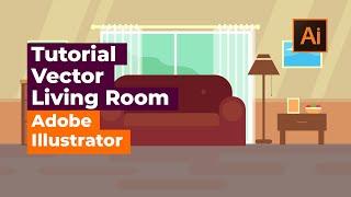 Tutorial Illustrator Flat Living Room Vector Design Process