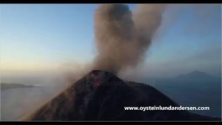 Drone vs lava-bombs - Krakatau volcano, Indonesia - 4K footage