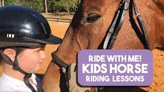 BEGINNER HORSE RIDING lessons English | Kids lessons | Girls horse VLOG