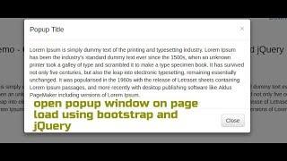 How to open popup window on page load using bootstrap and jQuery