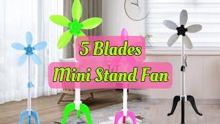 5 Blades Mini Stand Fan Electric Fan Unboxing | Shopee Finds