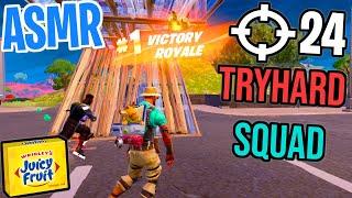 ASMR Gaming  Fortnite Tryhard Squad Win! Relaxing Gum Chewing  Controller Sounds + Whispering 