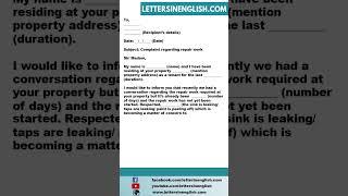 Complaint Letter to Landlord About Repair Work