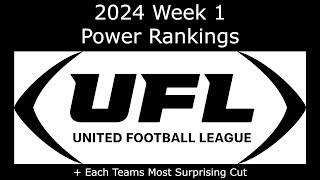 2024 UFL Week 1 Power Rankings + Each Teams Most Surprising Cut