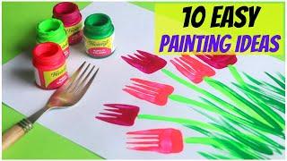 10 Easy Painting Ideas for Kids | Amazing Painting Hacks using Everyday Objects