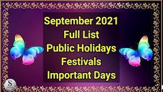 September 2021  Holiday List | September 2021 Festivals And Important Days To Celebrate