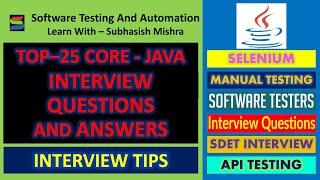Top 25 Java Interview Questions and Answers for SDET