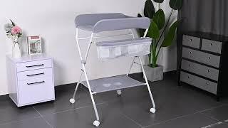 Baby Changing Table, Folding Diaper Station Nursery Organizer for Infant - LIVINGbasics®