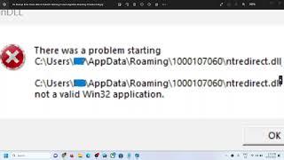 Fix Startup Error There Was A Problem Starting C:\Users\AppData\Roaming\ntredirect.dll