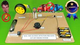 Real time Alcohol detection and auto cut-off engine system || Award winning project 