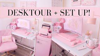 DESK TOUR & SET UP | PINK SET UP