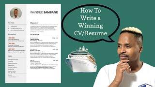 Best Resume Format For Freshers 2024 : How To Write A Winning CV/Resume  For Cruise-ships|