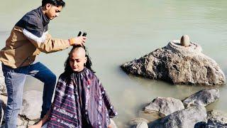 Cut hair in the river