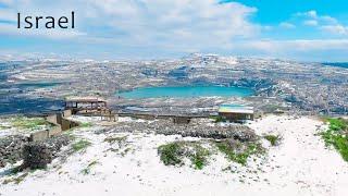 Golan Heights: Mount Hermon covered in snow. The coldest place in Israel.