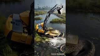 The excavator strayed into the dangerous swamp #excavator #giantpython