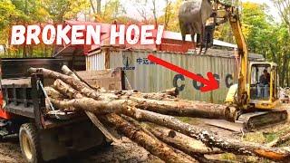 Excavator Breaks Down Loading Firewood! (Not Good!)