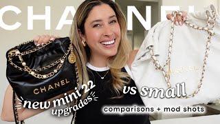 CHANEL 22 MINI BAG WITH PEARLS Compared to CHANEL 22 SMALL: NEW UPGRADES ON MINI 22 + MOD SHOTS