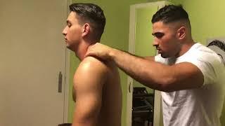 ASMR| Neck+back+shoulders & arms massage for soccerplayer. No talking. Relax by watching !!