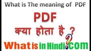 PDF का मतलब क्या होता है | What is the meaning of PDF in Hindi | PDF ka matlab kya hota hai