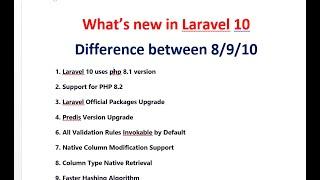 what's new in Laravel 10 | Difference between Laravel 8 9 and 10 | how to resolve  bugs and upgrade