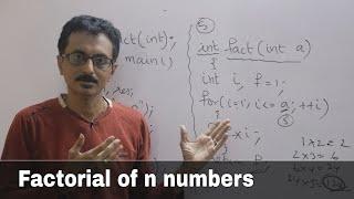 C51- C program to find factorial of n number using return type function explained in tamil