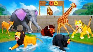 The Great Escape: Planet Zoo Animals Escape Adventure | Lion, Tiger, Monkey, Elephant, Giraffe, Bear