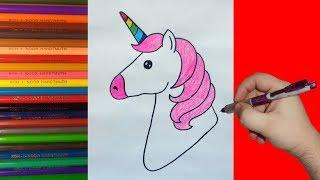 How to draw Rainbow Unicorn, Как нарисовать Единорога Радугу