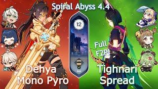 NEW Spiral Abyss 4.4! C1 Dehya Mono Pyro x C0 Tighnari Spread | Floor 12 9 Stars | Genshin Impact