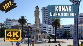 Konak Walking Tour #1 | İzmir Clock Tower | İzmir Turkey | 4K UHD 60fps | Turkey Travel Summer 2022